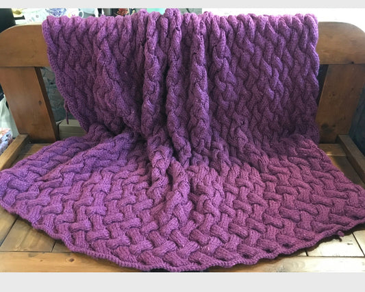 Handknit Cabled Throw Blanket